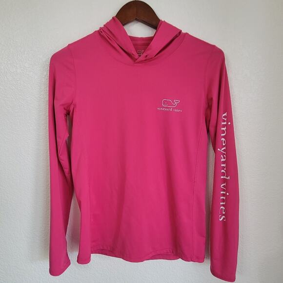 Vineyard Vines Pink Hooded Long Sleeve Performance Top Size XS Classic Preppy - Picture 3 of 9